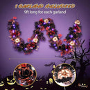 SHareconn 9FT Halloween Garland with Purple Lights Battery Operated and Timer, Pre-Lit Black Red Maple Leaves Lighted Garland Decorations for Fireplace Mantle Centerpiece Indoor Outdoor Decor, 9 FT by CozyNest Decor