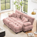 Loveseat Modular Sectional Sofa, U Shaped Couch with Ottoman, Cloud Couch Sectional Couch Home Sofa Living Room Oversized Couch Deep Seat Couch with Round Bolster Armrests 4 Pillows(Pink) by CozyNest Decor