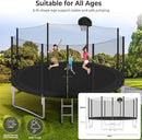 Upgraded 10/12/14/15/16FT Trampoline Outdoor, Large Kids Trampoline with Light, Stakes, Sprinkler, Backyard Trampoline with Basketball Hoop and Net, Capacity for 4-6 Kids and Adults by TinyTreasures Baby Boutique