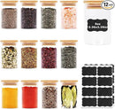 6oz Glass Food Storage Jars, Glass Jars with Bamboo Lids, Kitchen Storage Jars, Set of 12, Canisters with Airtight Lids for Spice, Coffee, Cookie, Pantry Organizers by CozyNest Decor