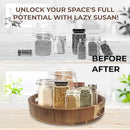 Lazy Susan for Table top 12 inch Wooden Large Lazy Susan Turntable Tray Organizer for Cabinet, Dining Table Centerpiece, Pantry, Kitchen Spice Cabinet Countertop Organizer, 100% Acacia Wood by CozyNest Decor
