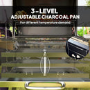 Outsunny Charcoal BBQ Grill with 245 sq. in. Cooking Area, Outdoor Barbecue Grill with Adjustable Charcoal Pan, 3 Shelves, Thermometer, Wheels for Patio, Backyard, Party, Picnic, Black by GreenHaven Gardens
