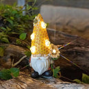 Garden Gnome Statue Solar Powered with Glowing Bees Sunflower Outdoor Funny Resin Figurine Decorations for Patio Yard Lawn Porch Housewarming Ornament Gift by CozyNest Decor