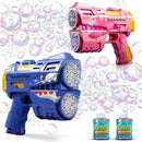 Jasny 2 Pack Bubble Guns for Kids, Rechargeable LED Light Up Dinosaur Bubbles Machine Blower with 2 Bottles Refill Solution for Toddlers 4-8, Birthday Gift by TinyTreasures Baby Boutique