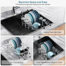 GSlife Expandable in Sink Small Dish Drying Rack - Stainless Steel Capacity Adjustable Over The Sink Dish Rack with Cup Holder (12" -16.8"), Dish Drainer for Kitchen Sink with Utensil Holder, Silver by CozyNest Decor