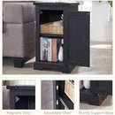 JXQTLINGMU Farmhouse Nightstand Set of 2 with Charging Station, 17" D Rectangular End Table with Barn Door & Adjustable Storage Shelf, Wood Rustic Sofa Side Table for Living Room, Bedroom, Black by CozyNest Decor
