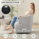 Swivel Accent Chair, Chenille Barrel Chair for Living Room, Cozy Round Boucle Arm Chair, Metal Base for Club Nursery Bedroom, Light Grey by CozyNest Decor