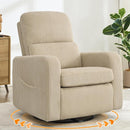 Swivel Rocker Recliner, Oversized Manual Nursery Glider Rocking Recliner Chair with Removable Cushion, Upholstered Swivel Reclining Chair for Nursery Living Room Bedroom, Corduroy Camel by TinyTreasures Baby Boutique