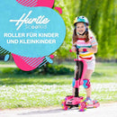 Hurtle 3-Wheeled Scooter for Kids - Wheel LED Lights, Adjustable Lean-to-Steer Handlebar, and Foldable Seat - Sit or Stand Ride with Brake for Boys and Girls Ages 1-14 Years Old by TinyTreasures Baby Boutique