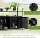 Wicker Outdoor Bar Cart - Black Patio Console Storage Table Buffet Cabinet Serving Kitchen Cart with Wheels for Outside Backyard by CozyNest Decor
