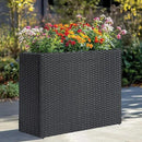 LEWIS&WAYNE Large Rectangular Block Planter Box Handmade Wicker Tall Planters for Outdoor Plants with Removable Liners Modern Planter for Indoor Outdoor Patio Deck - Black, 38''x11''x30'' by CozyNest Decor