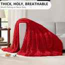 L'AGRATY Chunky Knit Blanket Throw - Soft Chunky Throw Blanket 50x60: 100% Hand Kintted Chenile Crochet Blanket Large Cable Knit Chunky Blanket - Rope Knot Throw Blanket for Couch Home Decor(Red) by CozyNest Decor