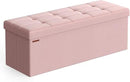 SONGMICS MAZIE Collection - 43 Inches Folding Storage Ottoman Bench, Ottoman Foot Rest, End of Bed Bench, Storage Chest, Load 660 lb, for Living Room, Bedroom, Entryway, Jelly Pink ULSF077R11 by CozyNest Decor