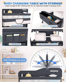 Baby Changing Table with Storage, Versatile Folding Changing Table, Baby Changing Station, Removable Wheels, 4 Adjustable Height, Waterproof, Mobile Nursery for Infant and Newborn by TinyTreasures Baby Boutique