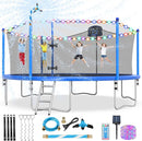 Upgraded 10/12/14/15/16FT Trampoline Outdoor, Large Kids Trampoline with Light, Stakes, Sprinkler, Backyard Trampoline with Basketball Hoop and Net, Capacity for 4-6 Kids and Adults by TinyTreasures Baby Boutique