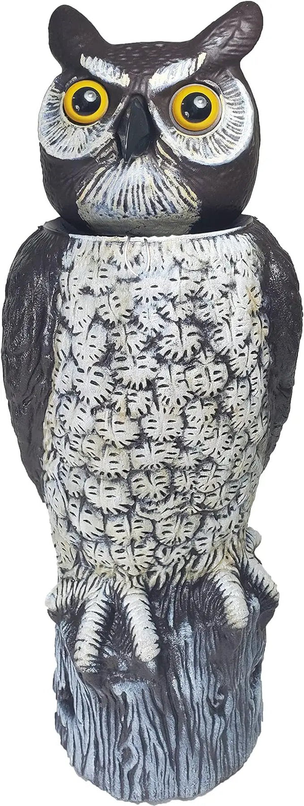 Dalen SOL-R Action Solar Fake Owl Decoy to Scare Birds Away from Gardens, Rooftops, and Patios - Safe and Humane, 18" 360º Rotating Head