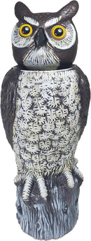 Dalen SOL-R Action Solar Fake Owl Decoy to Scare Birds Away from Gardens, Rooftops, and Patios - Safe and Humane, 18" 360º Rotating Head by GreenHaven Gardens