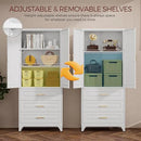 75" Kitchen Pantry Cabinet, Metal Storage Cabinets with Doors and Adjustable Shelves, White Tall Pantry Cabinet with 3 Drawers for Dinning Living Room by CozyNest Decor
