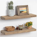 Floating Shelves, 8 Inch Deep Rustic Solid Reclaimed Wood Wall Shelves for Storage, Wall Mounted Display Shelving with Invisible Heavy-Duty Metal Bracket, 24 Inch Width Set of 2, Natural by CozyNest Decor