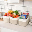 Shelf Baskets for Organizing, Woven Storage Basket for Shelves, Cotton Rope Storage Bins for Toys Books, Nursery Towel Baskets for Classroom, 14.96"X9.8"X8.85", 3-Pack White/Brown by CozyNest Decor