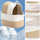 Cotton Rope Woven Storage Basket, Used for Baby Hamper Toy Organizer, Gift Baskets Empty,Kids Laundry Basket,Baby Blanket Storage. Size 15x10x8.7 Inches. (White&Khaki-3PCS) by TinyTreasures Baby Boutique