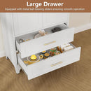 Kitchen Pantry Cabinet, 75" Tall Metal Pantry Cabinet with Two Drawers, Food Cupboards with Doors and Shelves, Freestanding Storage Cabinets for Dining, Living Room, White, Assemble Required by CozyNest Decor