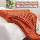 Chunky Knit Throw Blanket, 40''*50'' Fall Throw Blanket Knitted Chenille Yarn for Bed Couch, Handmade Orange Crochet Big Thick Blanket, Machine Washable Cute Comfy Blankets for Home Decor by CozyNest Decor