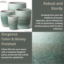 Emissary Bullet 18 in. Coastal Splash Ceramic Round Planter (18 in. L x 18 in. W x 21 in. H) with Drainage Hole by CozyNest Decor