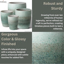 Emissary Bullet 14 in. Coastal Splash Ceramic Round Planter (14 in. L x 14 in. W x 15.5 in. H) with Drainage Hole by CozyNest Decor