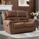 CANMOV Faux Leather Manual Loveseat Recliner, 2 Seat Reclining Chair, Overstuffed Comfortable Arms and Back Recliner Chair, Couch Set for Living Room, Bedroom Furniture, Office,Nut Brown by CozyNest Decor