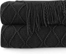inhand Knitted Throw Blankets for Couch and Bed, Soft Cozy Knit Blanket with Tassel, Black Lightweight Decorative Blankets and Throws, Farmhouse Warm Woven Blanket for Men and Women, 50"x60" by CozyNest Decor
