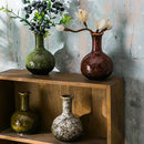 JOJUNO Glazed Rustic Bud Vase Set of 4 - Small Ceramic Mini Pottery Vases in White, Yellow, Green, Red - Ideal for Fresh & Dried Flowers - Modern Farmhouse Décor for Living Room, Shelves, Dining Table by GreenHaven Gardens