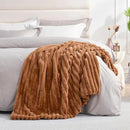 Amélie Home Faux Fur Throw Blanket for Couch, Cozy Fuzzy Fluffy Fur Luxurious Soft Striped Plush Gift Blankets for Family Sofa Chair Bed Living Room Bedroom, 55"x70", Brown by CozyNest Decor