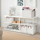 KEEGH Storage Baskets for Organizing, Fabric Storage Bins with Leather Handles, Shelf Baskets for Closet Organization, 15" L x 11" W x 10" H, White, 4 Pack by CozyNest Decor