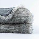 BATTILO HOME Wolf Faux Fur Blanket, Extra Large Fox Fur Throw Blankets for Couch, Bed, Super Soft, Fluffy, Eelegant, Grey with Black Tips Blanket Reversible to Plush Velvet, (Grey, 60"x80") by CozyNest Decor