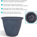 Sunnydaze 20-Inch Anjelica Large Plastic Pot for Plants - Outdoor Polyresin Round Planter with Drillable Drainage Holes - Slate - 4pk by GreenHaven Gardens