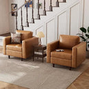 Faux Leather Oversized Accent Chair with Storage Deep Seat Single Sofa Large Reading Armchair for Living Room Bedroom Office Brown by CozyNest Decor