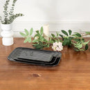 vicrays Ceramic Rectangle Serving Platters - 14" 12" 10" Porcelain Serving Trays Plates for Party BBQ Appetizers Sushi Dessert - Microwave Oven and Dishwasher Safe - Set of 3 Bright Black by CozyNest Decor