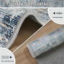 Area Rug 9x12 Washable Rugs: Abstract Large Living Room Rugs with Non-Slip Backing, Thin Carpet for Dining Room Table Bedroom Nursery Indoor Home Office-Blue Brown by TinyTreasures Baby Boutique