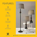 Adesso 3-Piece Lamp Set: Two Table Lamps & One Floor Lamp – Bronze Finished Base, Dark Herringbone Shade, Stylish and Cohesive Lighting for Any Space by CozyNest Decor