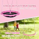 440lbs 2 Seat Kids Swing Sets for Backyard, 1 Saucer Tree Swing 32 inch, 1 Belt Swings, Heavy Duty Metal Swing Stand with Anchors(Pink+Blue) by TinyTreasures Baby Boutique