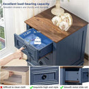 Night Stand Set of 2, Farmhouse 18" End Table with 3 Drawer Metal Handle, Dresser for Bedroom, Sofa Bed Side Table Chest of Drawers,Wood Nightstand Cabinet for Organizer, Living Room-Blue by CozyNest Decor