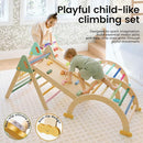 Tiny Land Pikler Triangle Set,7-in-1 Foldable Montessori Toddler Climbing Toys Indoor, Wooden Playground Jungle Gym for Kids, Climber Gift for Boys & Girls Toddler Climbing Toys (Morandi) by TinyTreasures Baby Boutique