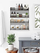 CAXXA 2 PK 2 Tier Mesh Kitchen Counter-top or Wall Mount Spice Rack Jars Storage Organizer, Bronze by CozyNest Decor