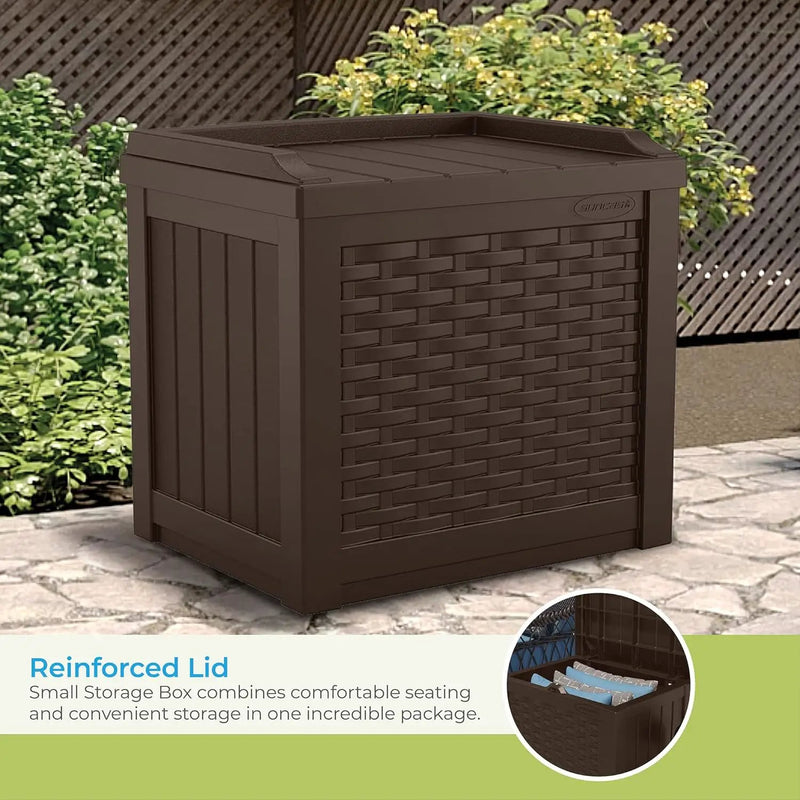 Suncast 22 Gallon Small Resin Storage Seat, Java, SSW600J, photo 4 of 6