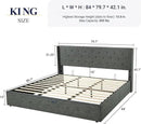 Allewie King Size Lift Up Storage Bed, Button Tufted Headboard with Wingback, Hydraulic Support, No Box Spring Needed, Dark Grey by CozyNest Decor