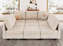 Belffin Corduroy Modular Sectional Sofa 9 Seat Convertible Sectional Sleeper Sofa Bed with Storage Ottomans Modular Sectional Couch Bed for Living Room Beige by CozyNest Decor