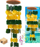 Bellaa 24896 Wind Chimes Outdoor, Garden Decorations, Musical, Indoor/Outside Windchimes, Beach, Ocean Breeze, Gifts for Mom, Gift for All Occasions, Capiz Sea Glass Shells Wood Yellow Green by CozyNest Decor