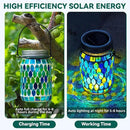 VOREEN 2 Pack Mosaic Solar Lanterns, Outdoor Glass Hanging Lights, Solar Table Lamps, Waterproof Night Lights, Jar Lights Easter Gifts, Decoration for Garden, Patio, Yard, Balcony, Blue&Red by GreenHaven Gardens