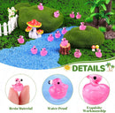 200PCS Mini Resin Animals Cute Rose Pink Tiny Flamingo Ducks Glow in Dark, Miniature Figures to Hide, Small Animal Toys Accessories Bulk for Topper Garden Dollhouse Ornaments DIY Crafts & Decor by GreenHaven Gardens